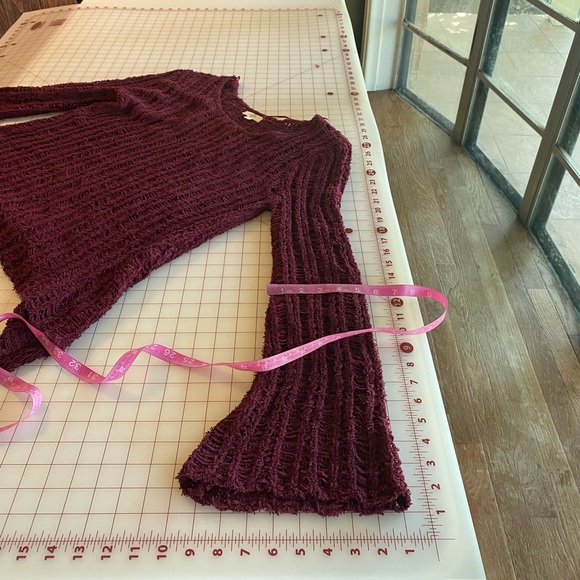 Anthropologie Entro size small burgundy wine purple knit fuzzy boho sweater - Picture 13 of 16